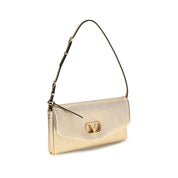 Valentino Garavani Gold Laminated Nappa Leather Clutch Bag