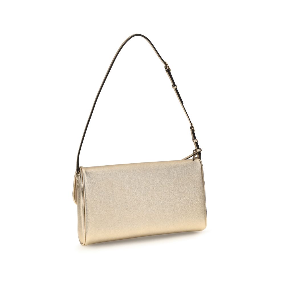 Valentino Garavani Gold Laminated Nappa Leather Clutch Bag