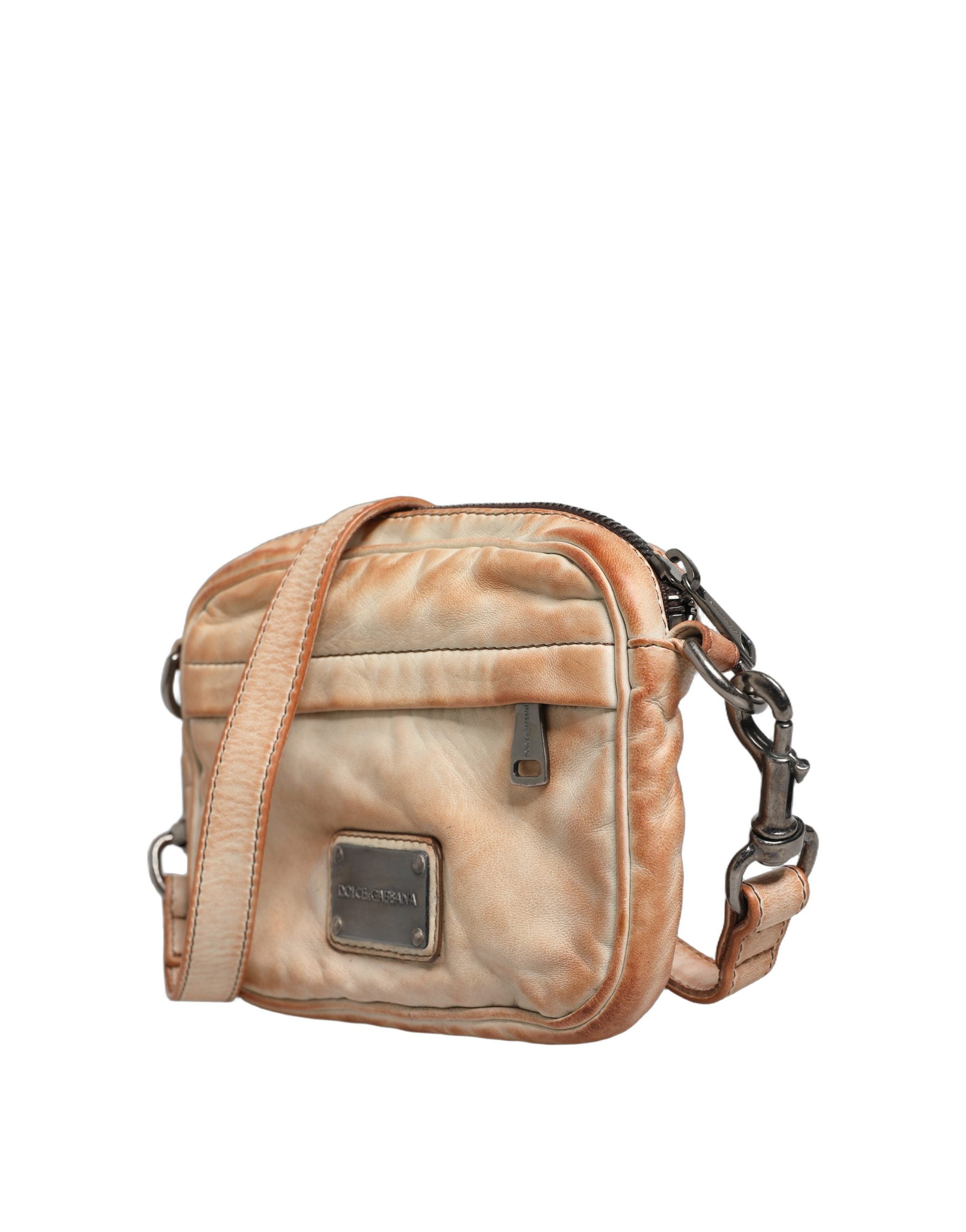 Dolce & Gabbana Beige Sheep Leather Shoulder Bag