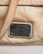 Dolce & Gabbana Beige Sheep Leather Shoulder Bag