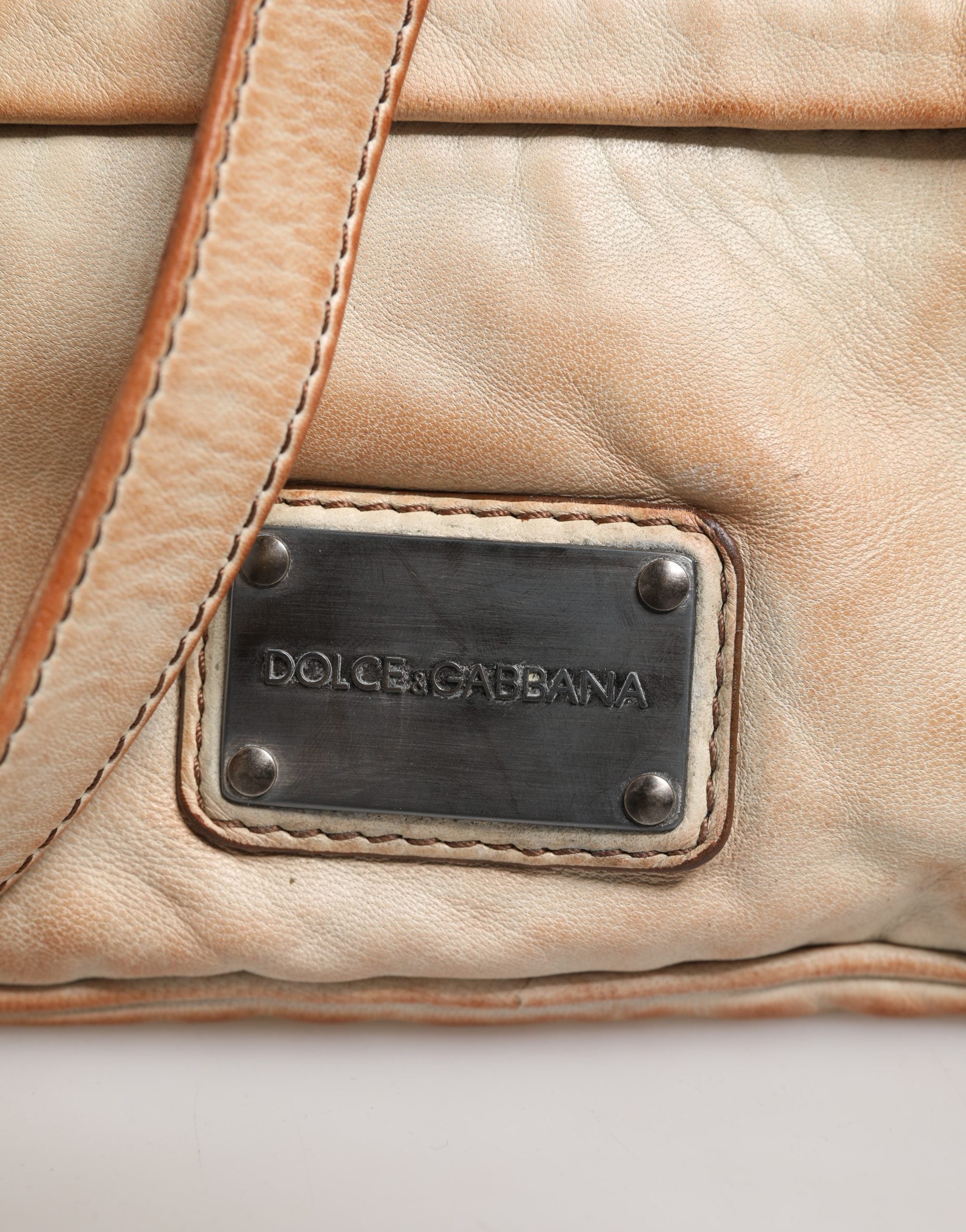 Dolce & Gabbana Beige Sheep Leather Shoulder Bag