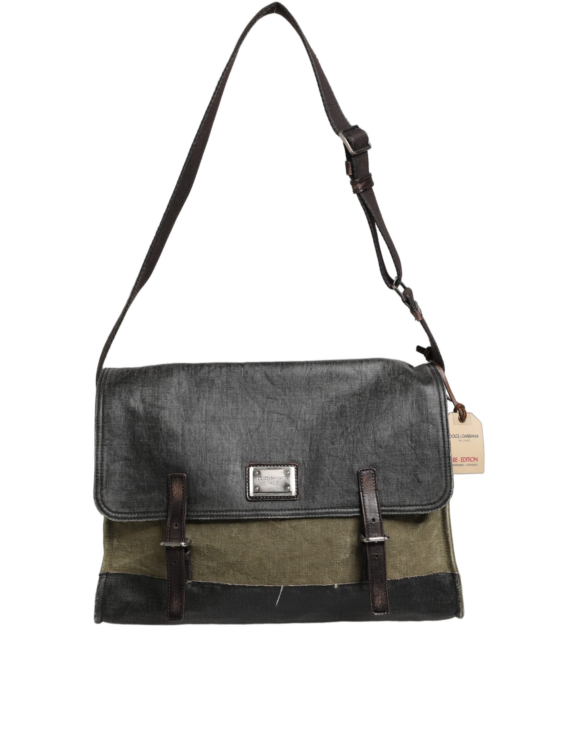 Dolce & Gabbana Military Green Leather Messenger Bag
