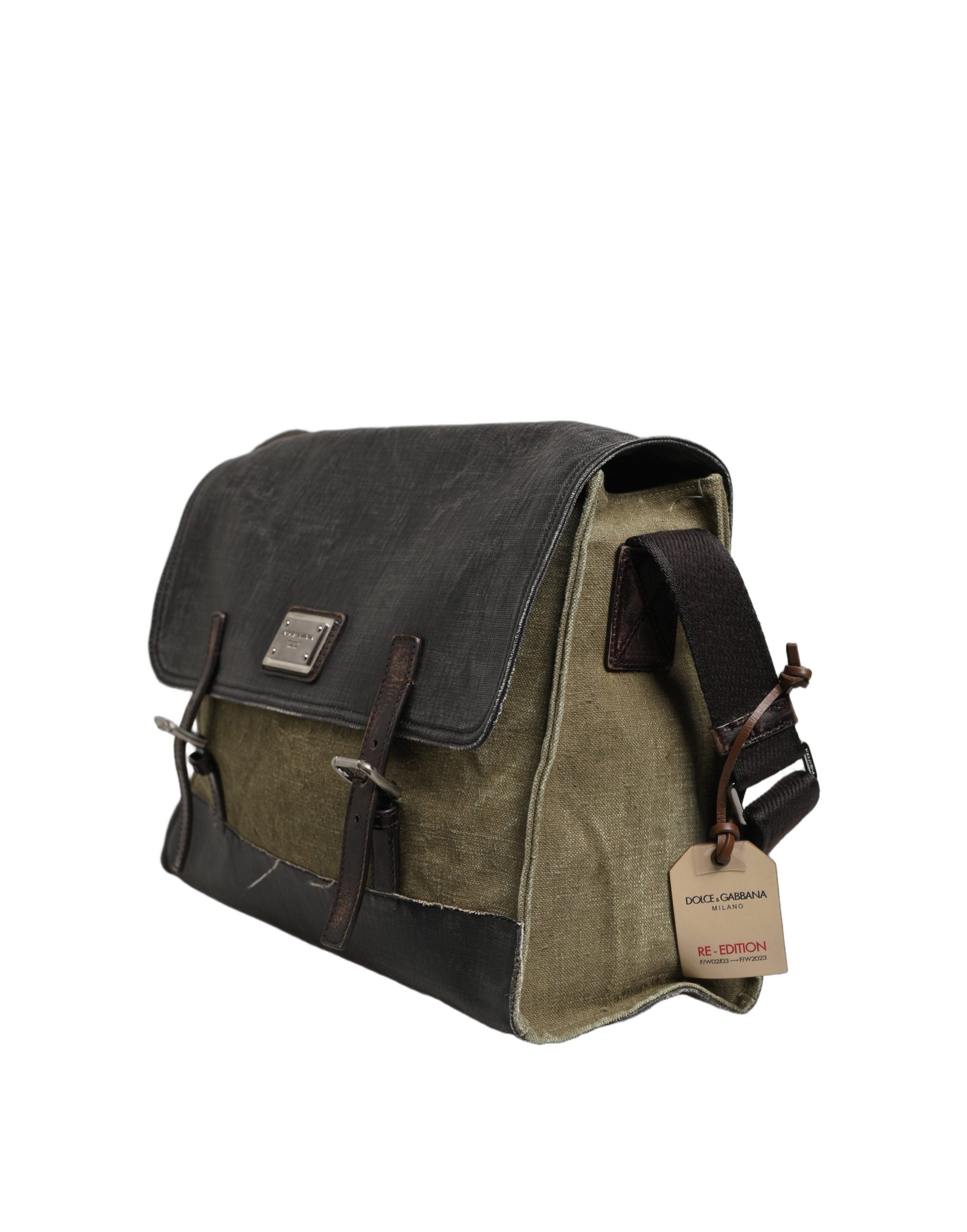 Dolce & Gabbana Military Green Leather Messenger Bag