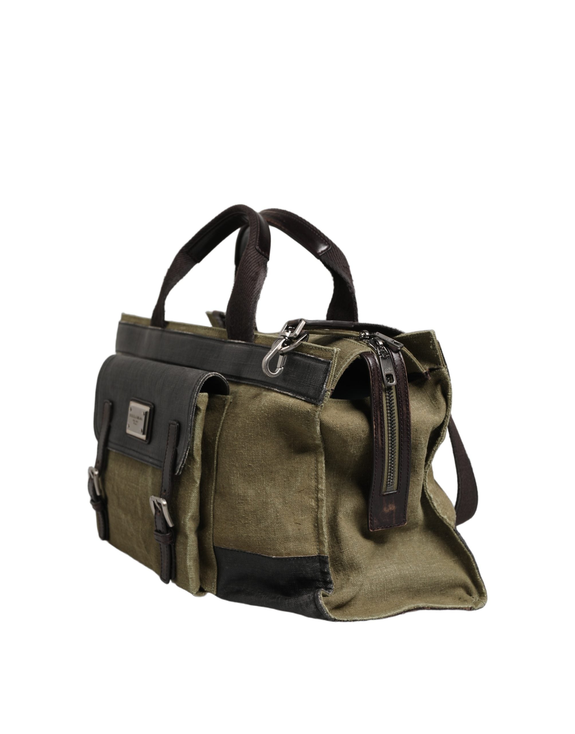 Dolce & Gabbana Military Green Leather Tote Bag