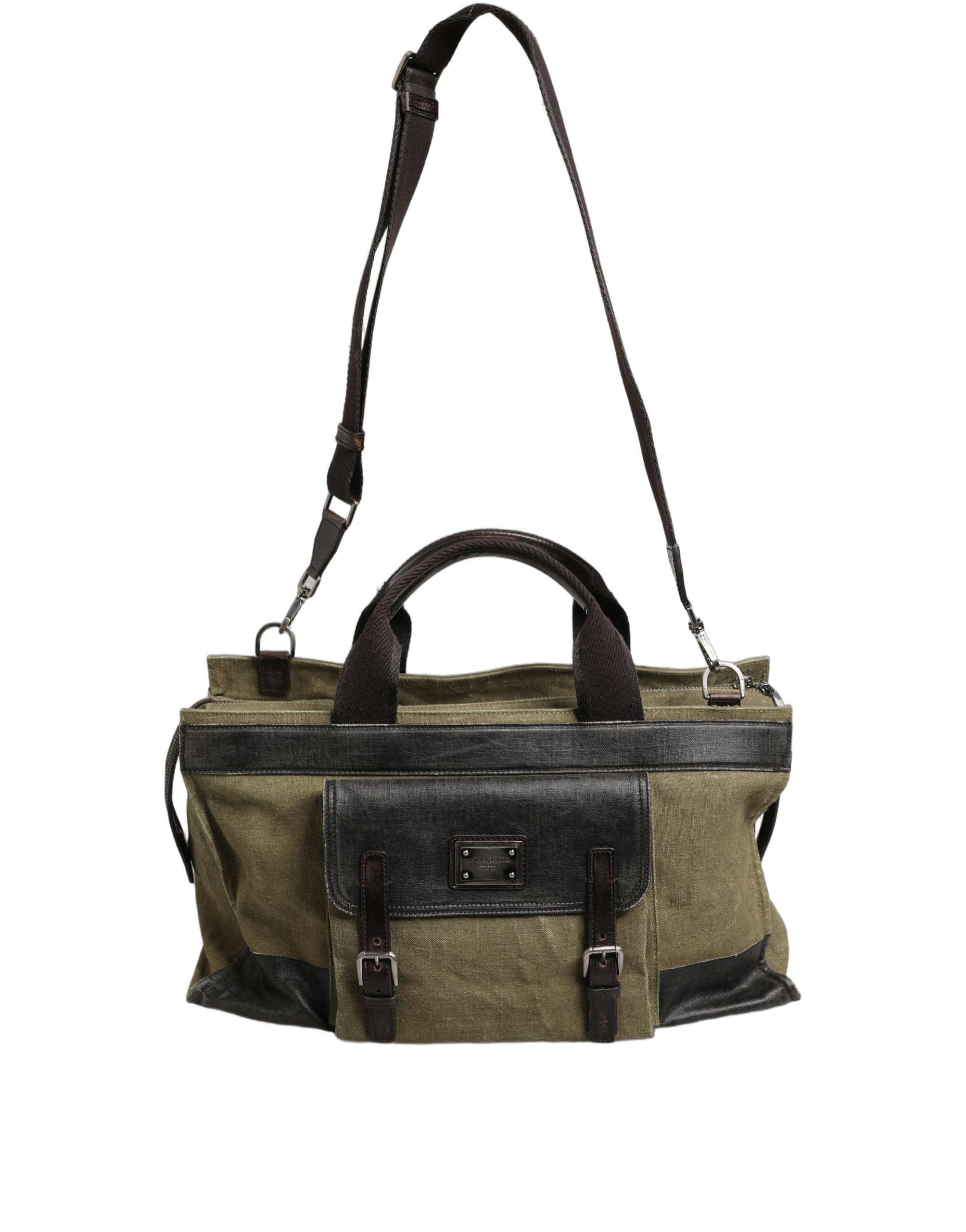 Dolce & Gabbana Military Green Leather Tote Bag