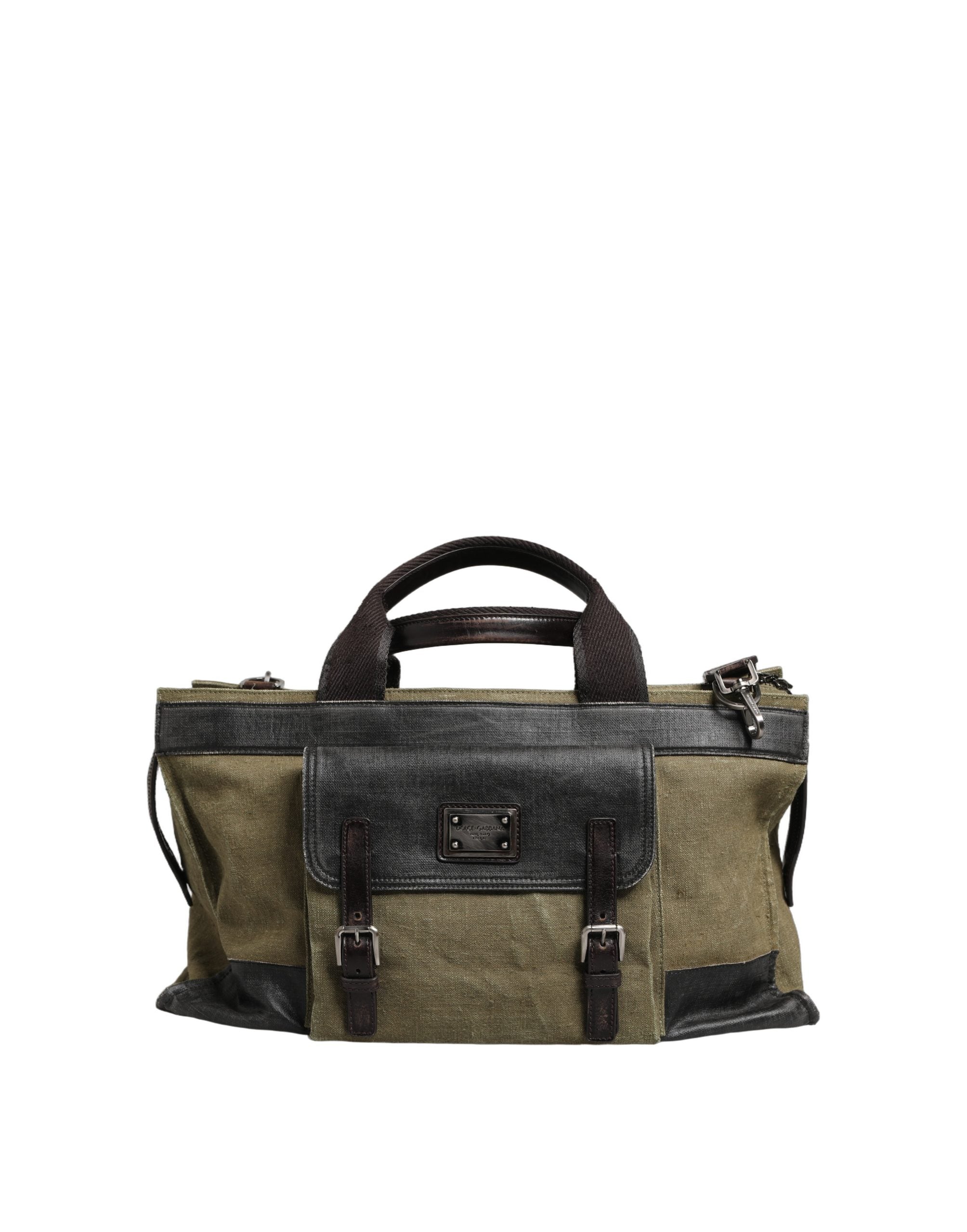 Dolce & Gabbana Military Green Leather Tote Bag