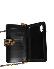 Dolce & Gabbana Brown Leopard Calf Leather Phone Flip Cover