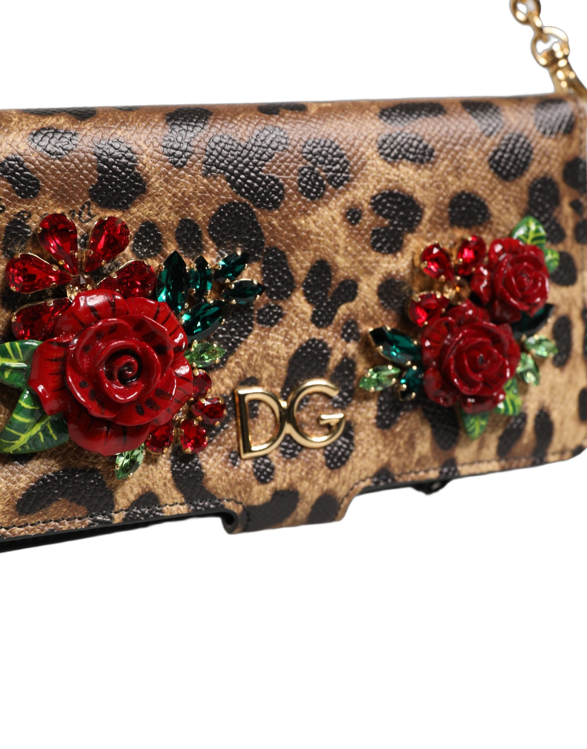 Dolce & Gabbana Brown Leopard Leather iPhone Flip Cover