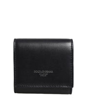 Dolce & Gabbana Black Calfskin Leather Bifold CoinPurse Wallet
