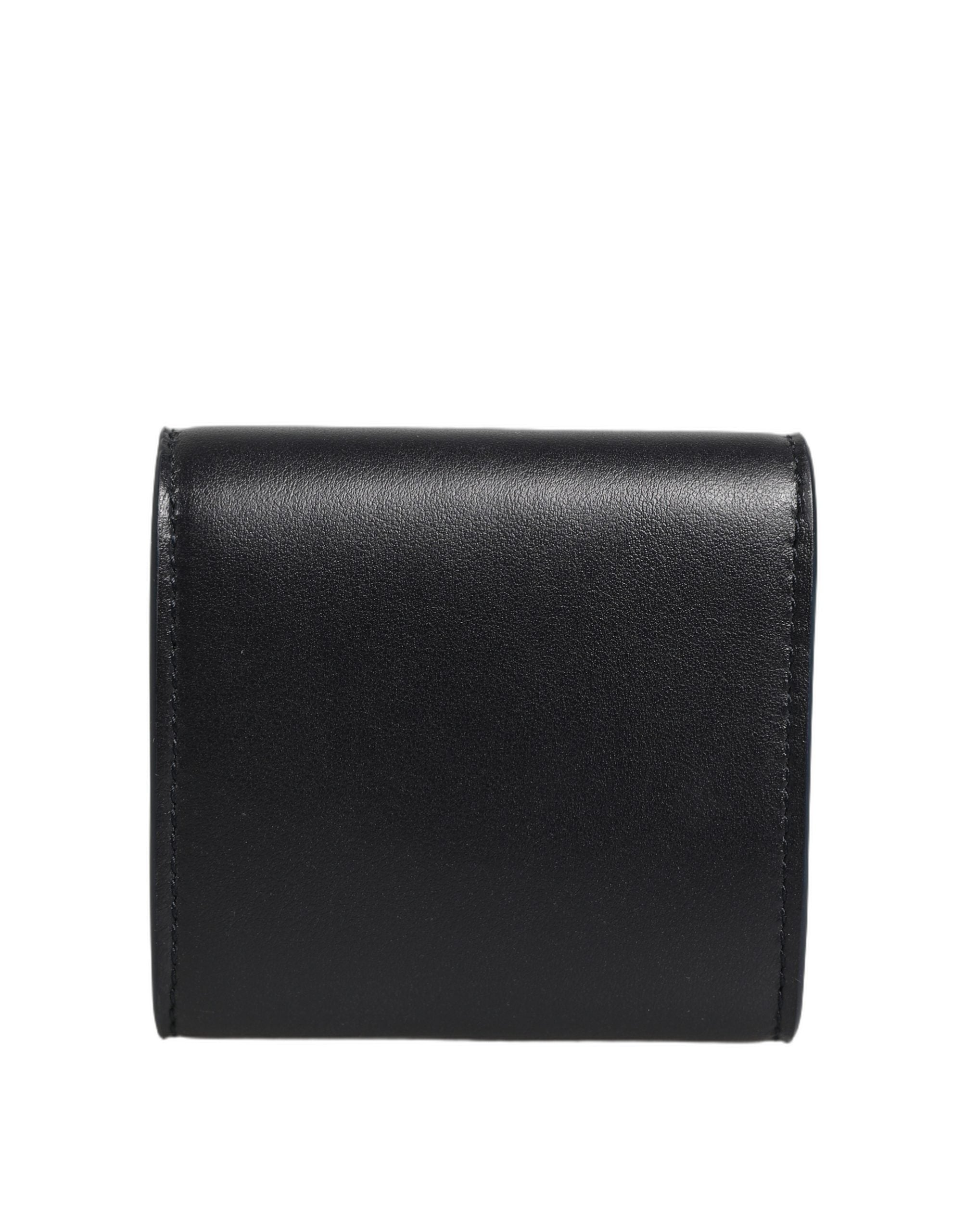 Dolce & Gabbana Black Calfskin Leather Bifold CoinPurse Wallet