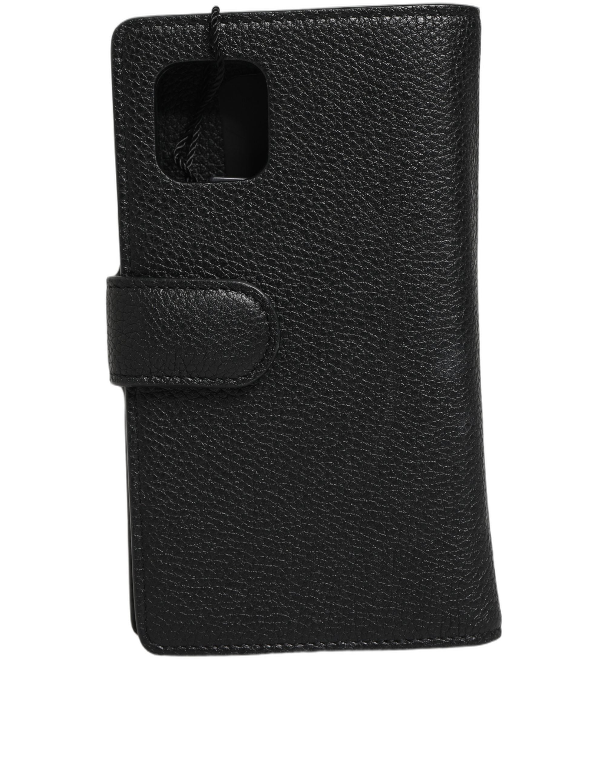 Dolce & Gabbana Black Calf Leather Flip Cover