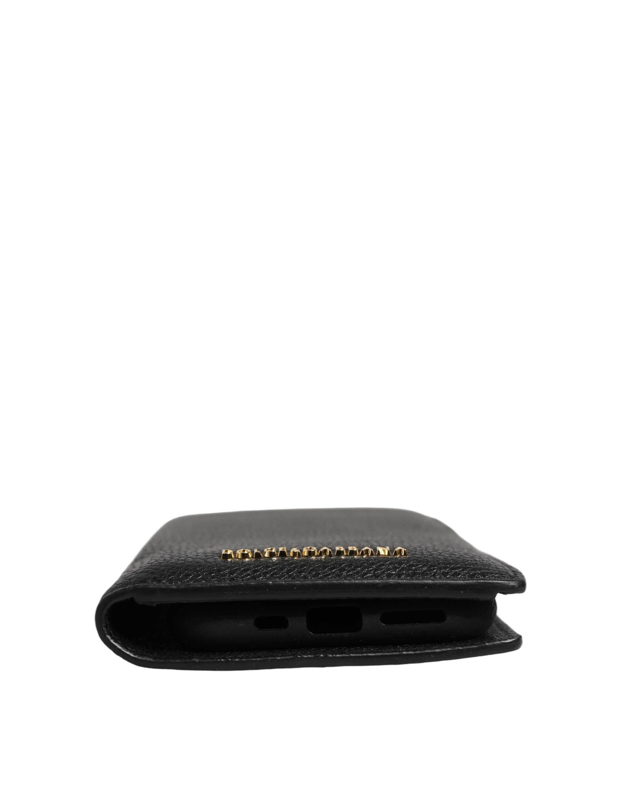 Dolce & Gabbana Black Calf Leather Flip Cover
