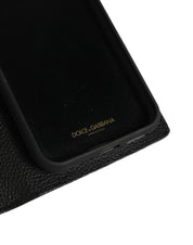 Dolce & Gabbana Black Calf Leather Flip Cover