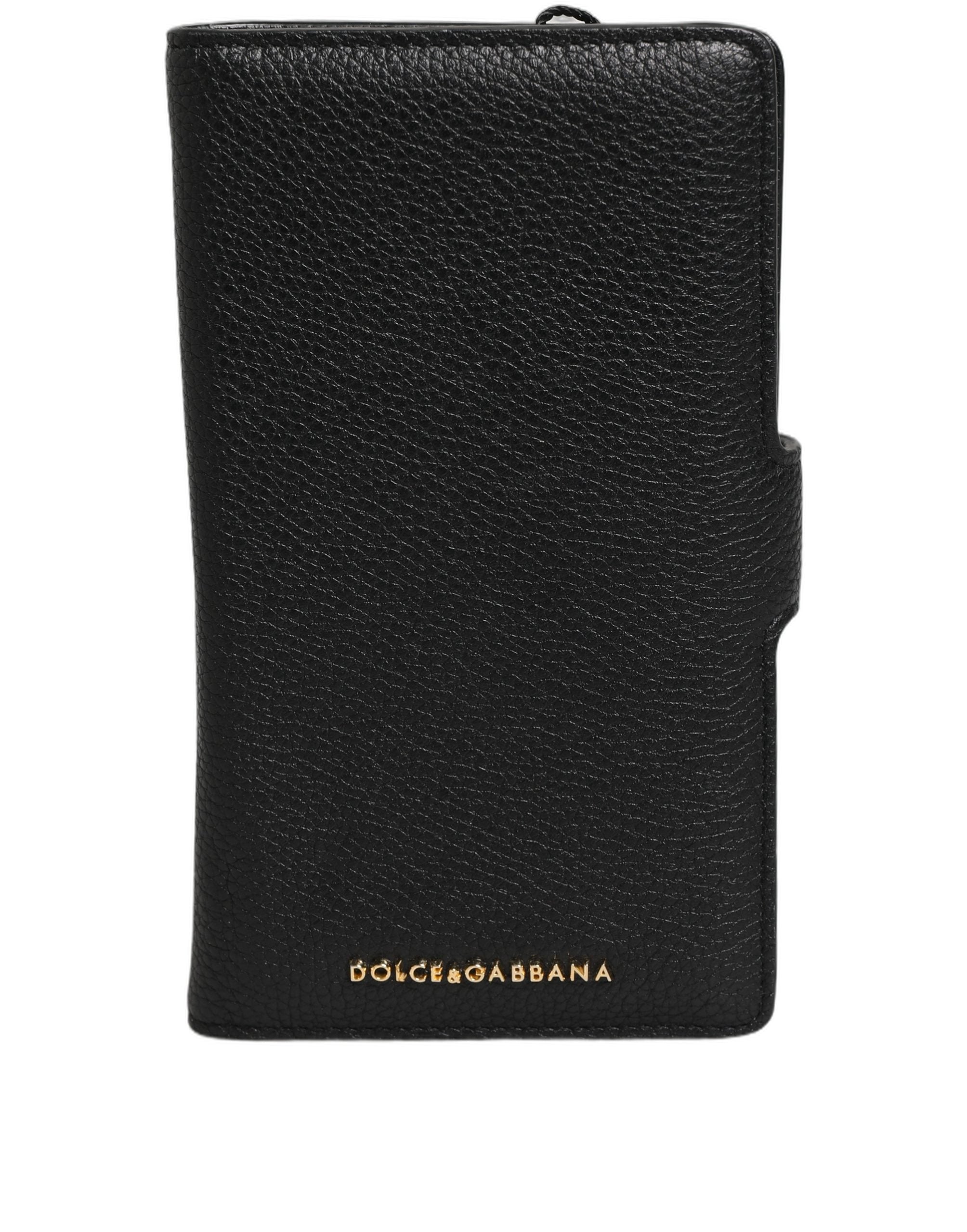 Dolce &amp; Gabbana Black Calf Leather Flip Cover