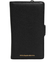 Dolce & Gabbana Black Calf Leather Flip Cover