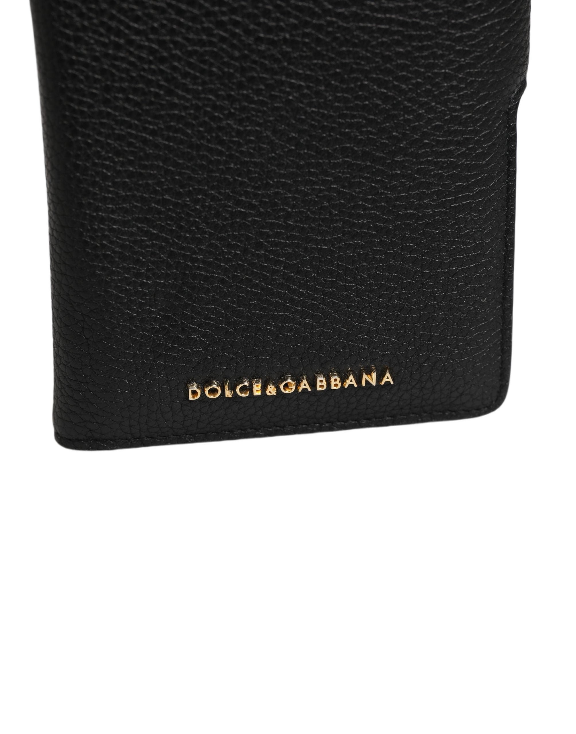 Dolce & Gabbana Black Calf Leather Flip Cover