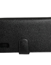 Dolce & Gabbana Black Calf Leather Phone Flip Cover