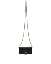 Dolce & Gabbana Black Calf Leather Phone Flip Cover