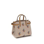 Valentino Garavani Beige Embroidered Canvas Handbag