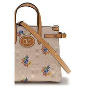 Valentino Garavani Beige Embroidered Canvas Handbag
