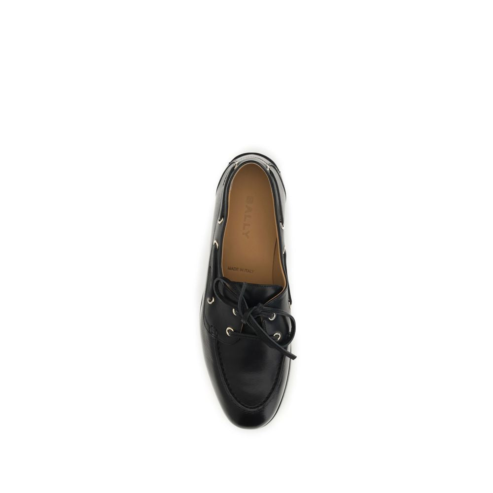 Bally Black Calf Leather Slip-On Loafers