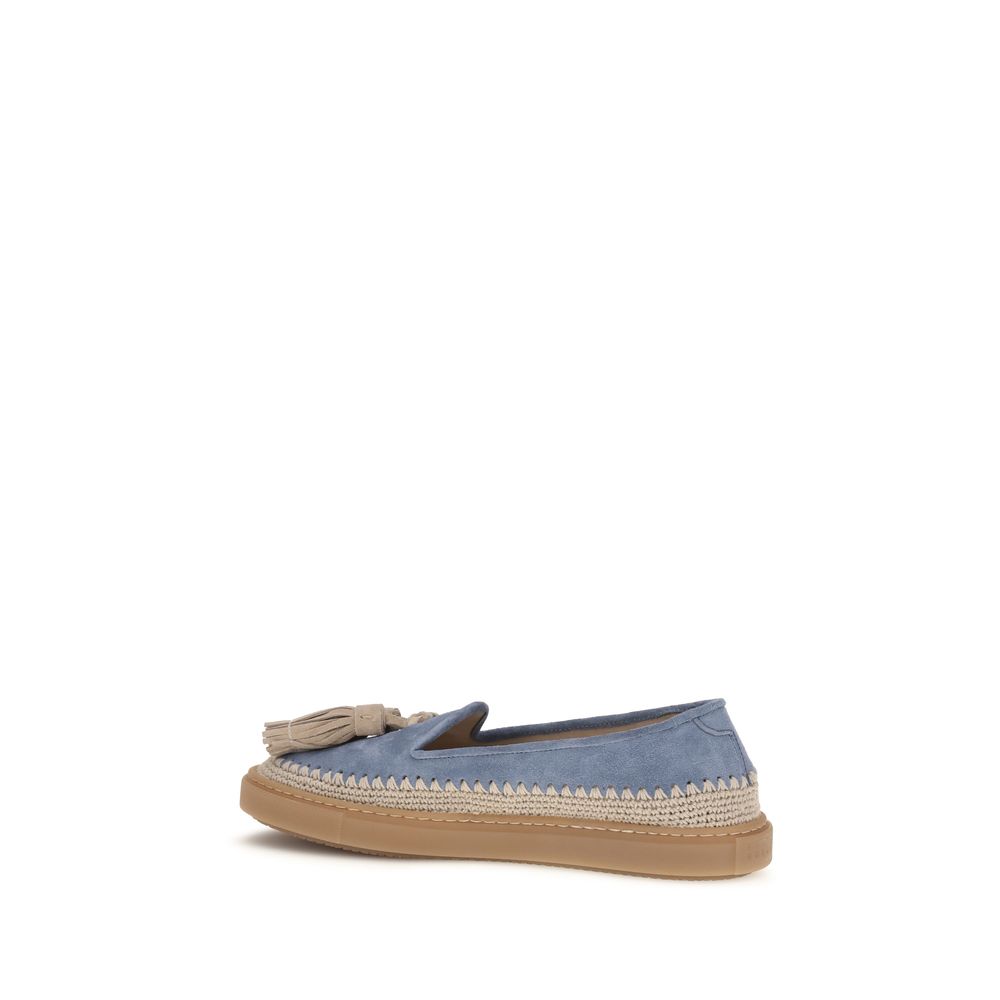 Fratelli Rossetti Blue Suede Slip-On Loafers