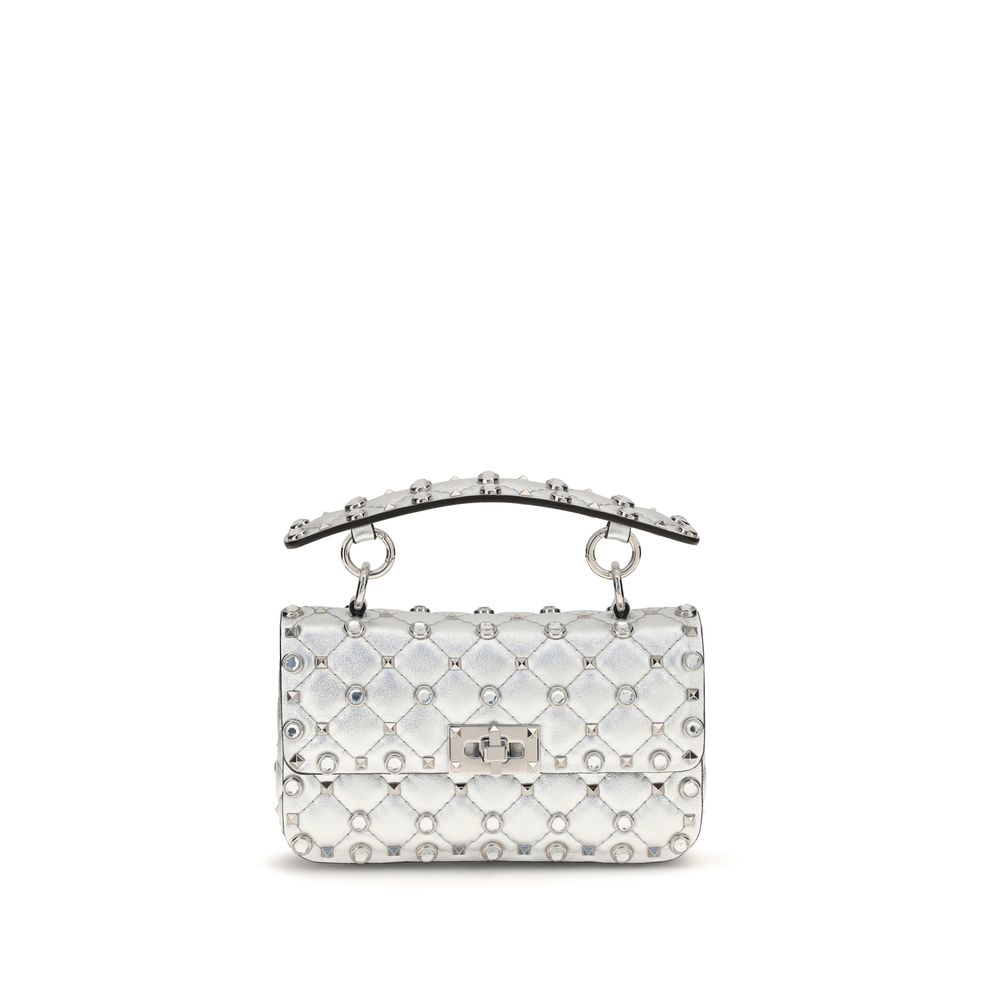 Valentino Garavani Silver Laminated Leather Shoulder Bag