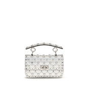 Valentino Garavani Silver Laminated Leather Shoulder Bag