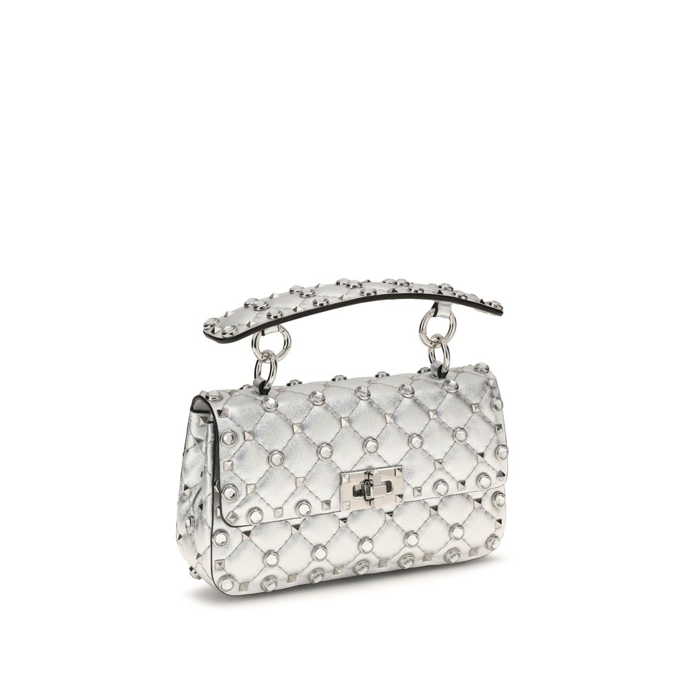 Valentino Garavani Silver Laminated Leather Shoulder Bag