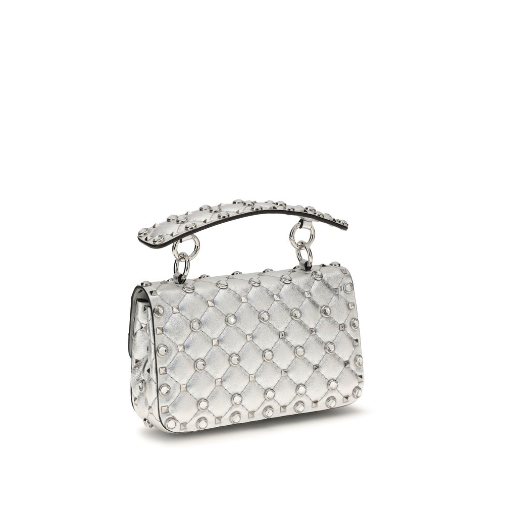 Valentino Garavani Silver Laminated Leather Shoulder Bag
