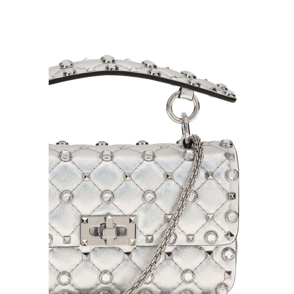 Valentino Garavani Silver Laminated Leather Shoulder Bag