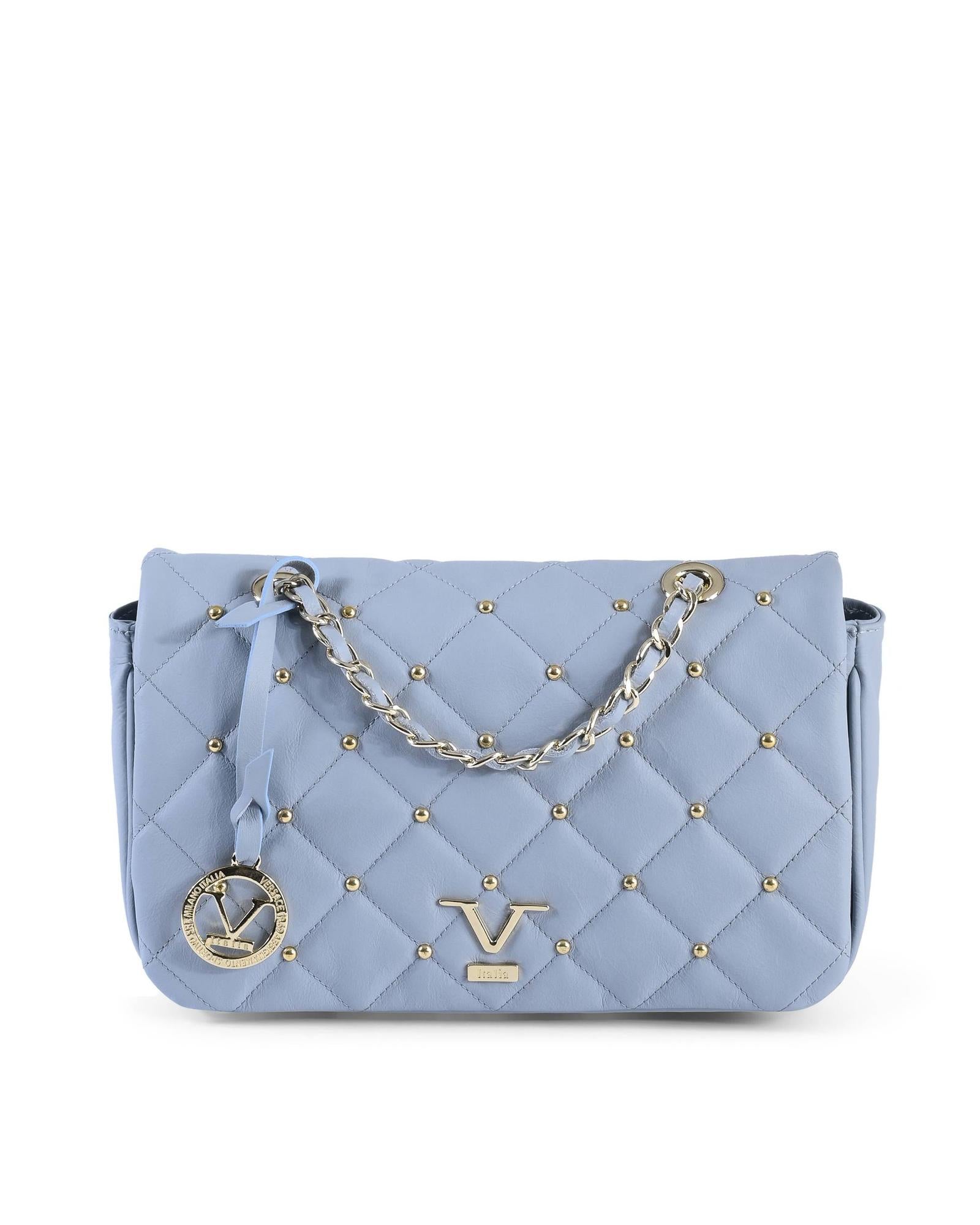 19V69 Italia Light Blue Leather Shoulder Bag