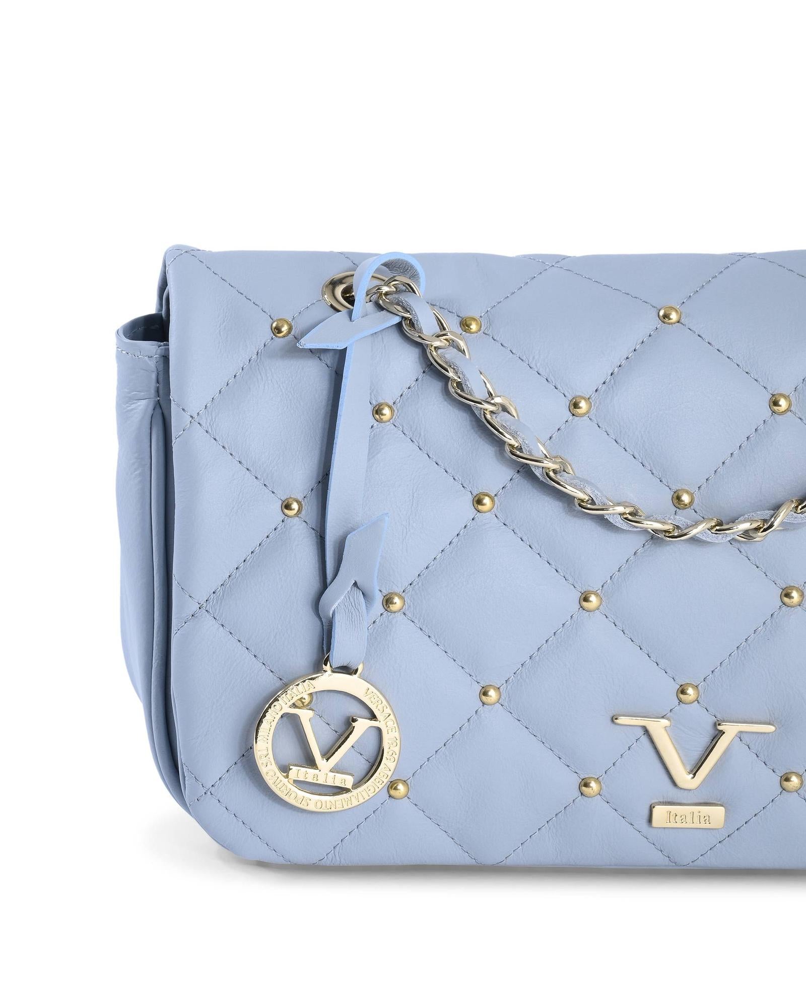 19V69 Italia Light Blue Leather Shoulder Bag