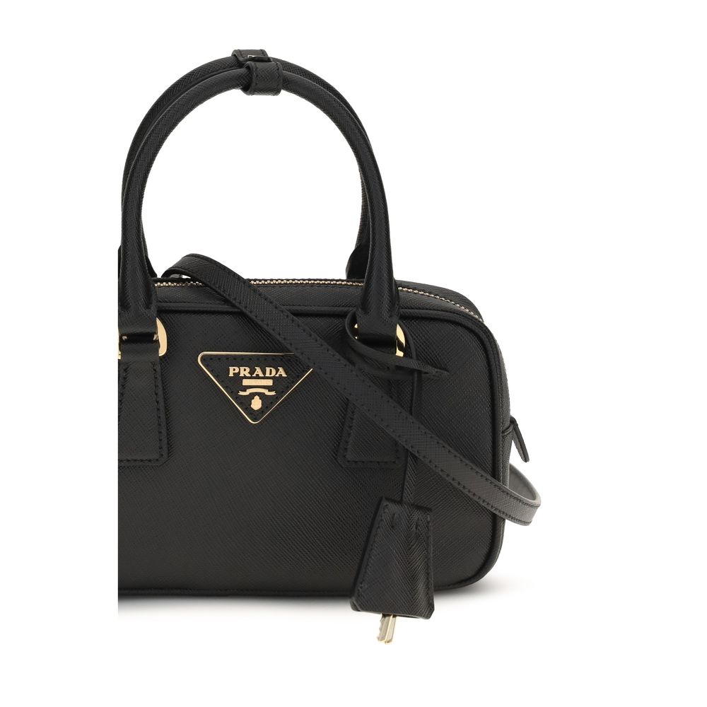 Prada Black Saffiano Calf Leather Shoulder Bag