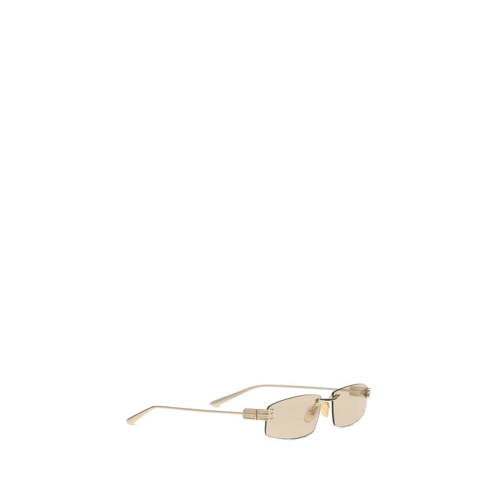 Balenciaga Beige Metal Rectangular Sunglasses