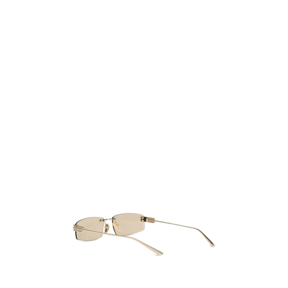 Balenciaga Beige Metal Rectangular Sunglasses