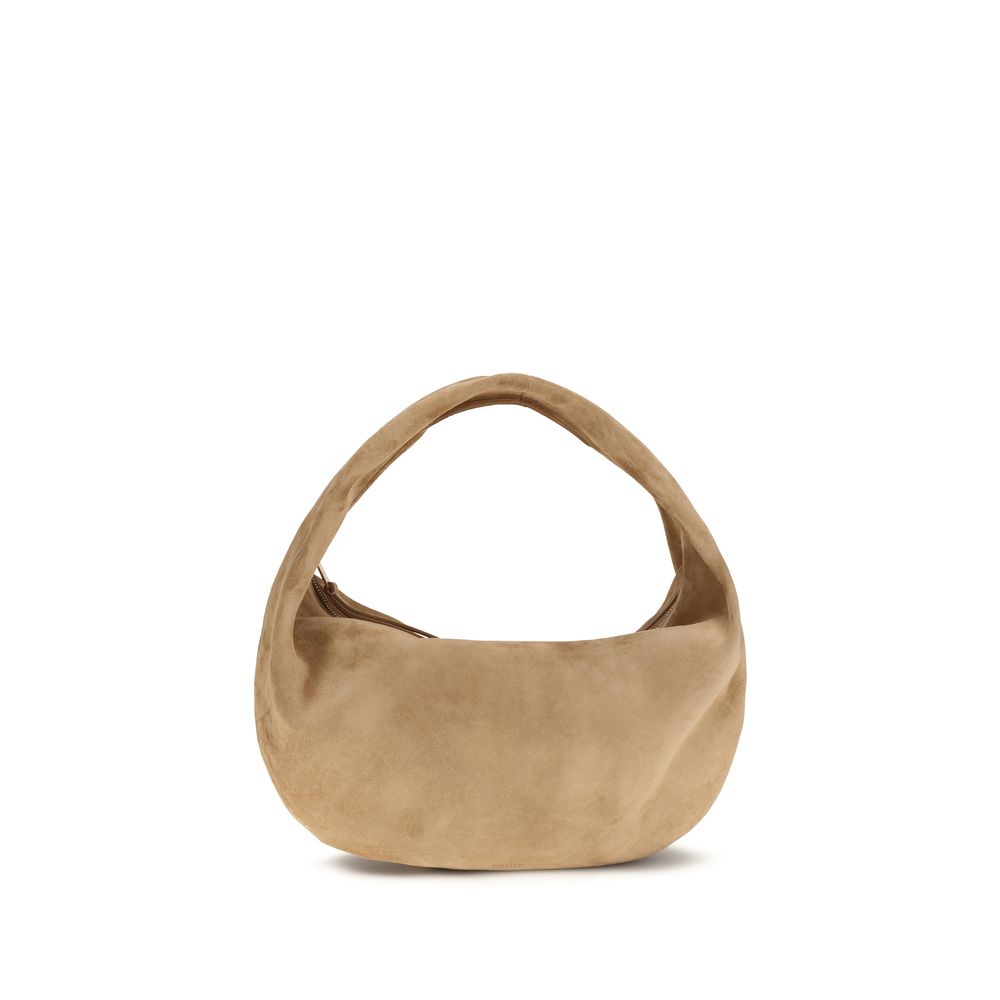 Khaite Beige Calf Suede Hobo Shoulder Bag