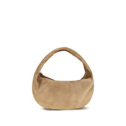 Khaite Beige Calf Suede Hobo Shoulder Bag
