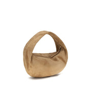 Khaite Beige Calf Suede Hobo Shoulder Bag