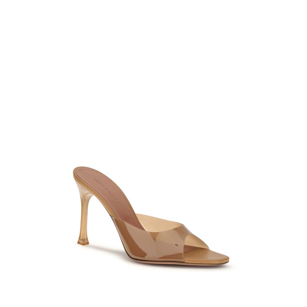Amina Muaddi Beige PVC Stiletto Heel Sandals