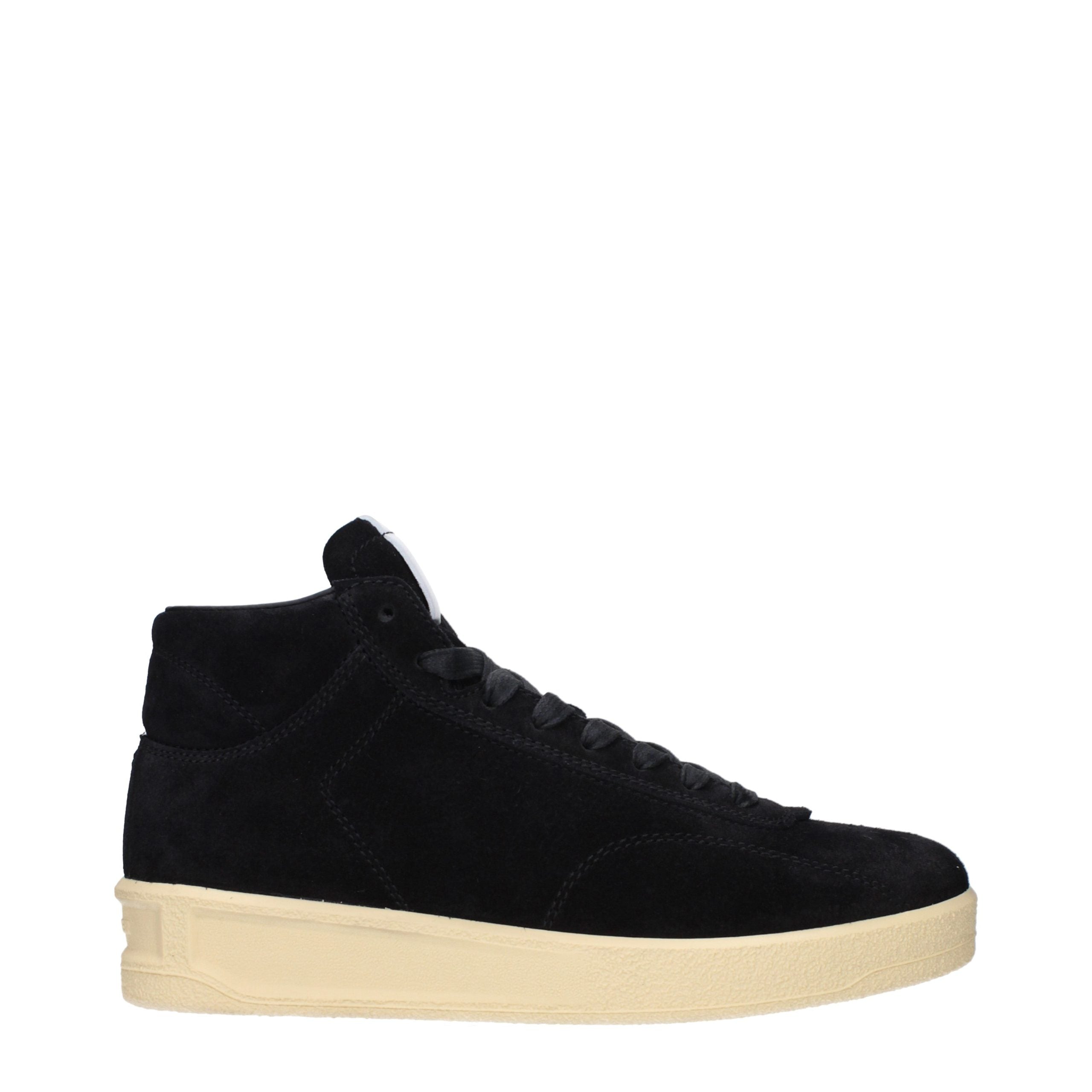 Jil Sander Black Leather Suede High Top Sneakers