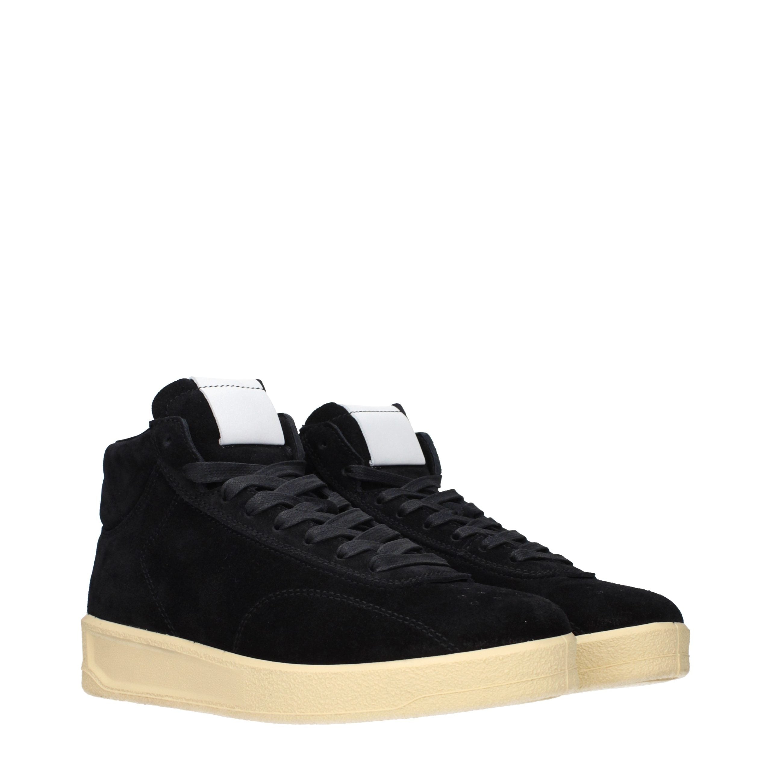 Jil Sander Black Leather Suede High Top Sneakers