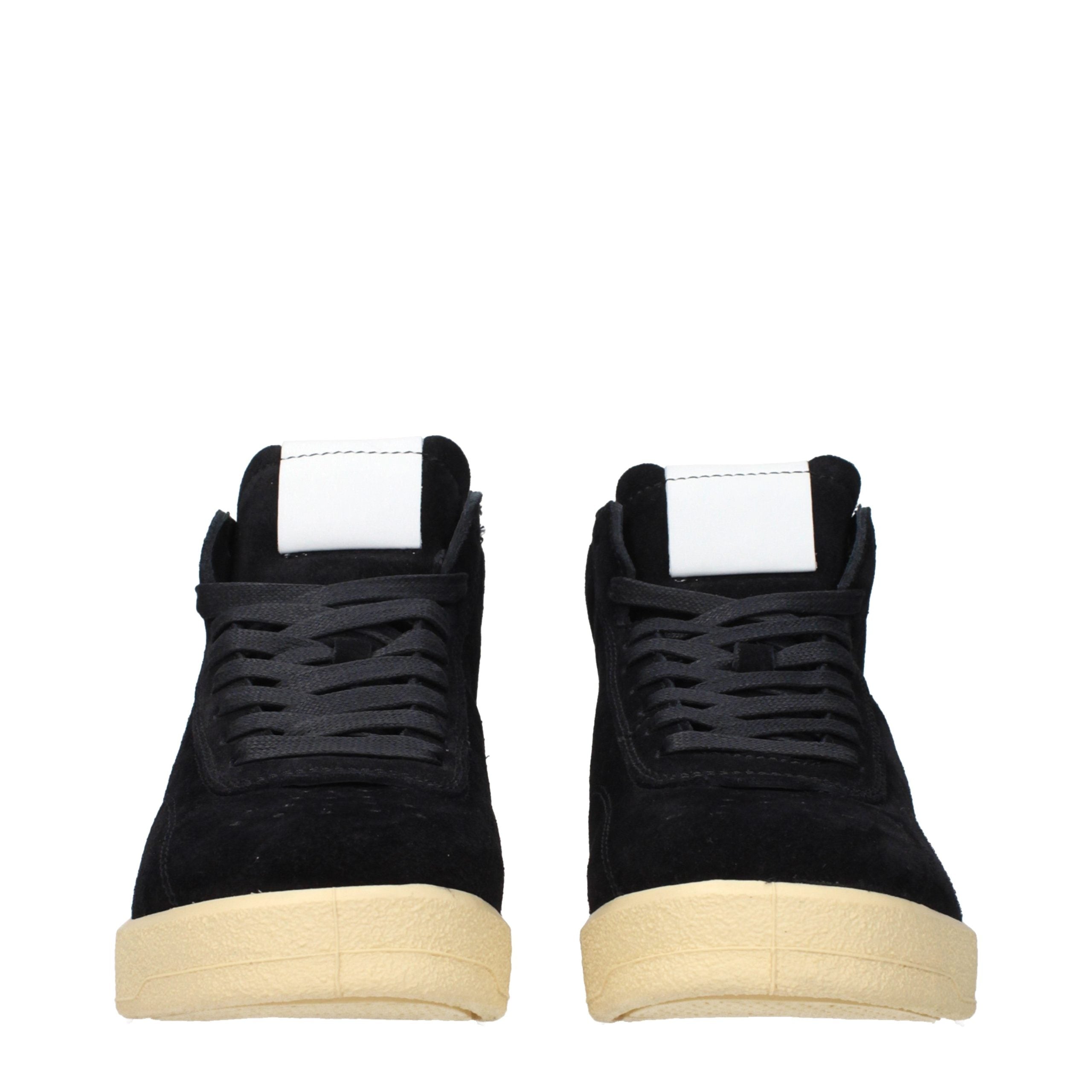 Jil Sander Black Leather Suede High Top Sneakers