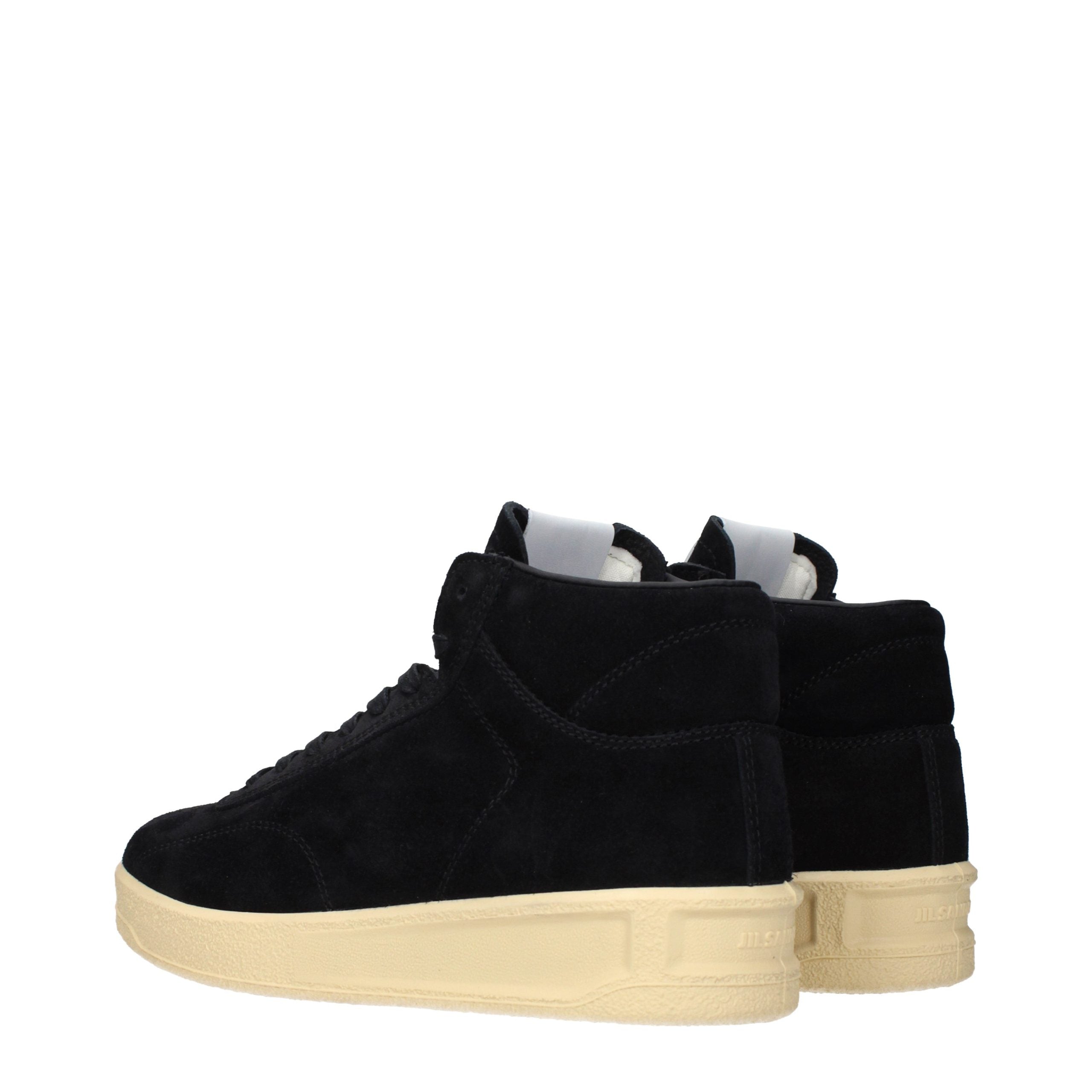 Jil Sander Black Leather Suede High Top Sneakers