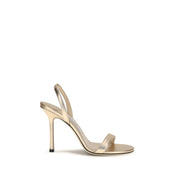 Jimmy Choo Gold Calf Leather Stiletto Heel Sandals
