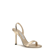 Jimmy Choo Gold Calf Leather Stiletto Heel Sandals