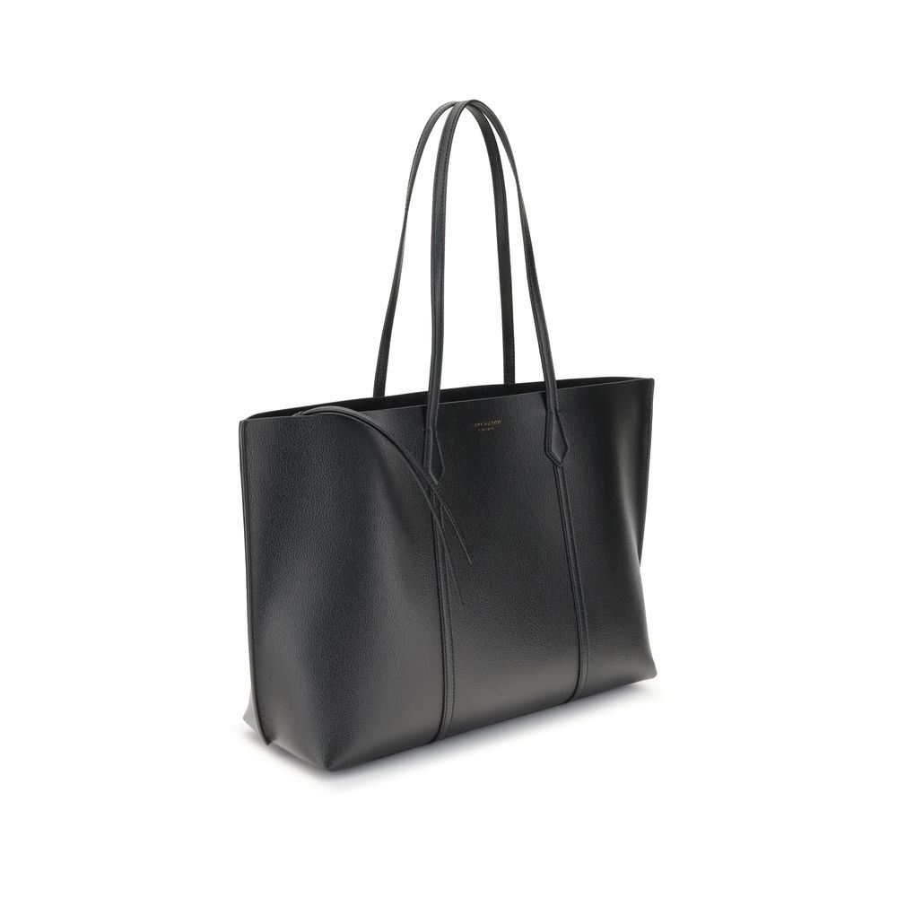 Tory Burch Black Grained Leather Perry Tote Bag