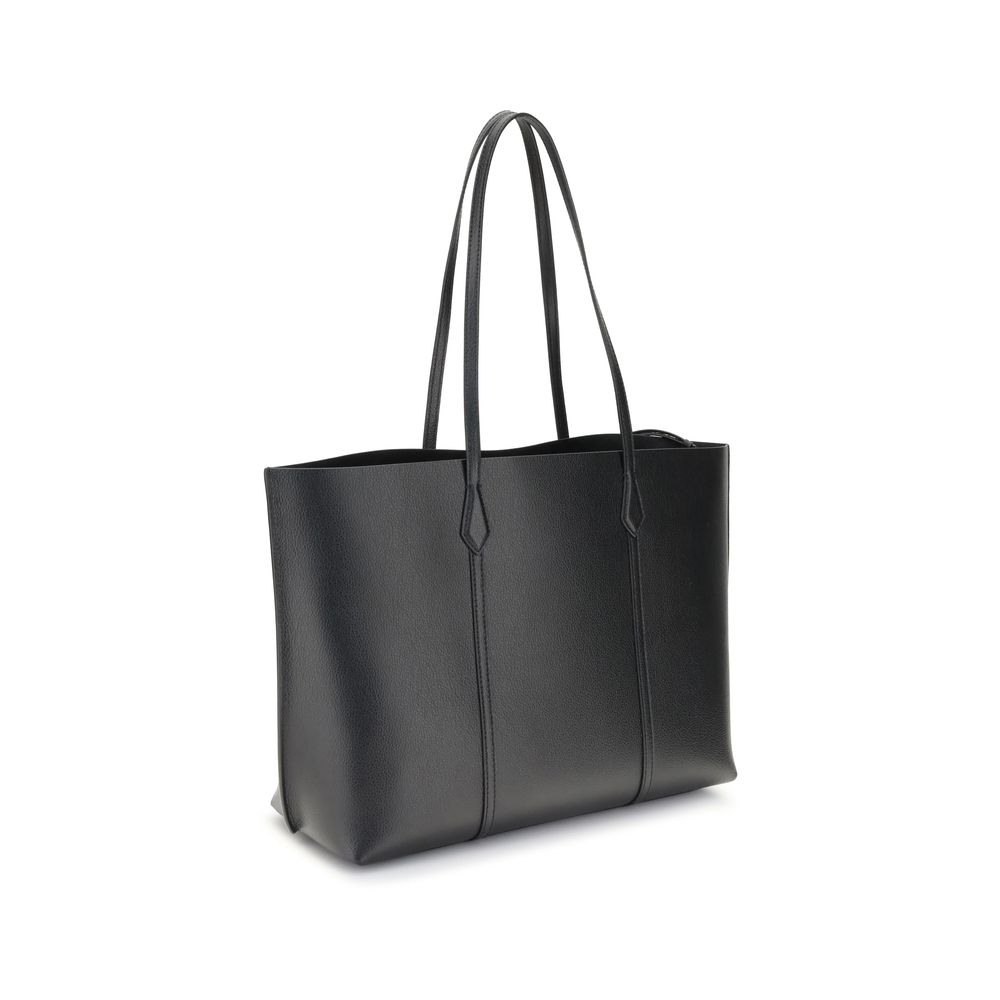 Tory Burch Black Grained Leather Perry Tote Bag