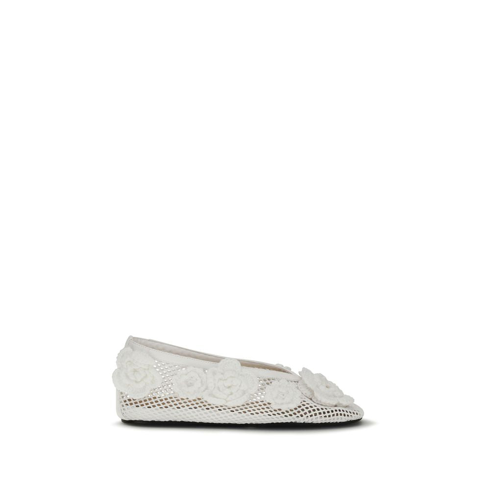Ganni White Mesh Ballet Flats