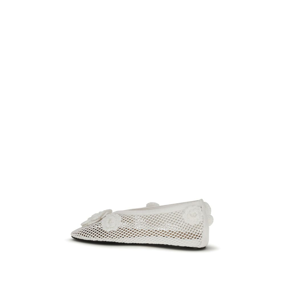 Ganni White Mesh Ballet Flats
